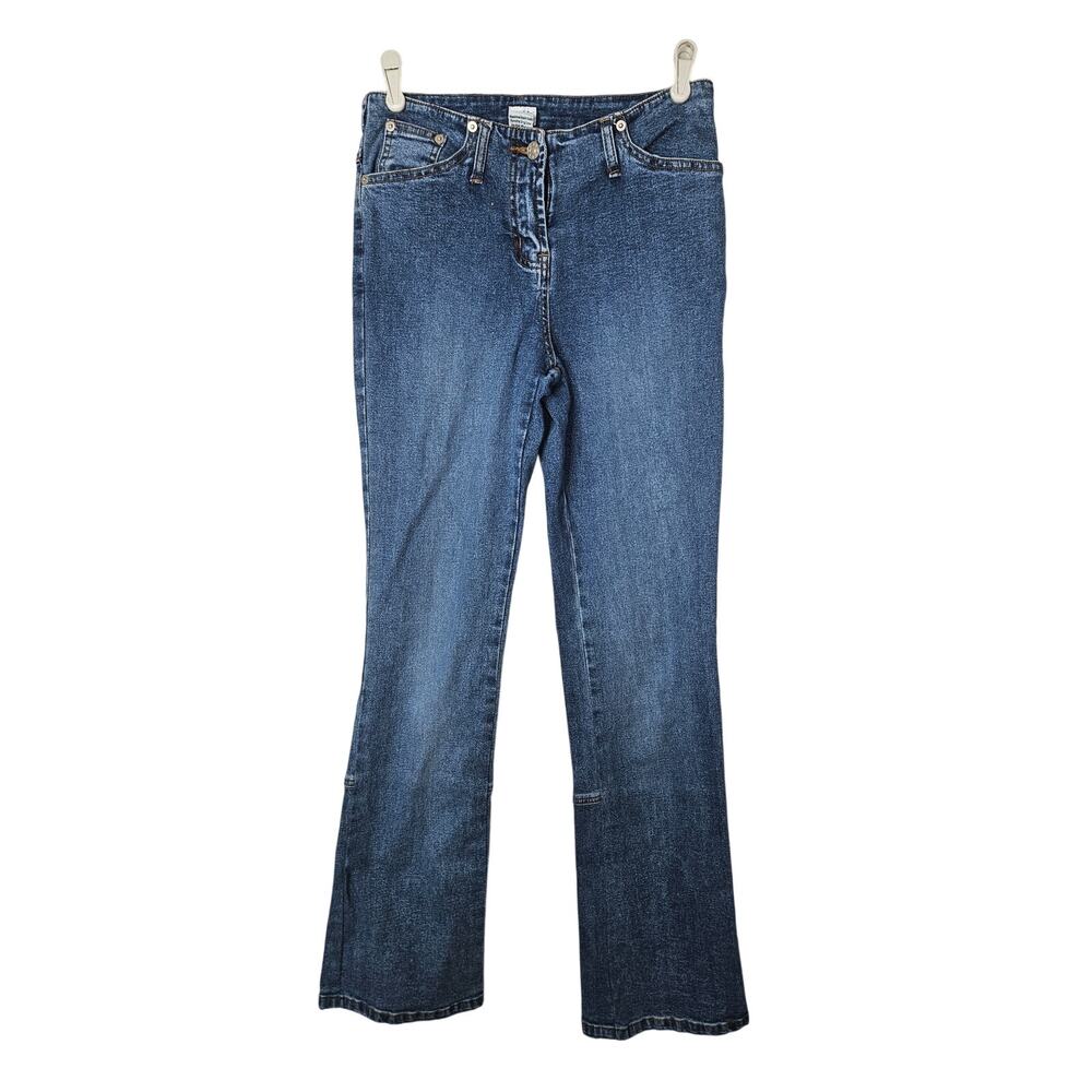 Vintage Y2K Cache 2 Split Back Hem Low Rise Jeans Boho Boot Cut Casual